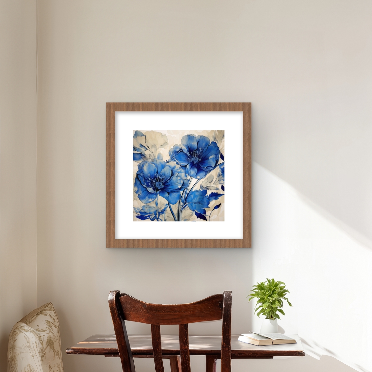 C1FM1616EHOR5N 16 x 16 in. Flooded Flowers Wall Art - Black Floral Matted Print for Home Decor