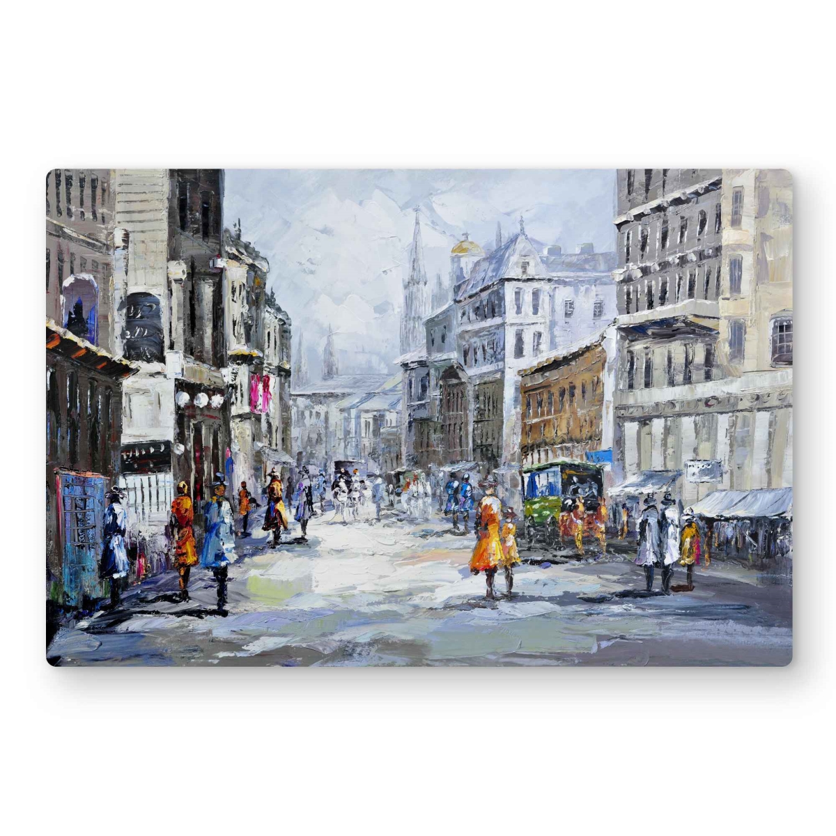 C1MP1218673PMR 12 x 18 in. Busy Street by A Cloudy Day Wall Art - Woman Cities Metal Print Decor