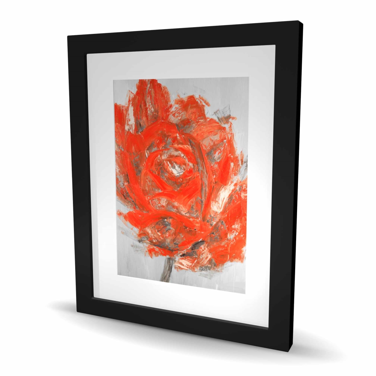 C1FM1620O7BB29 16 x 20 in. Abstract Red Flower - Framed Matted Print Wall Art for Home Decor