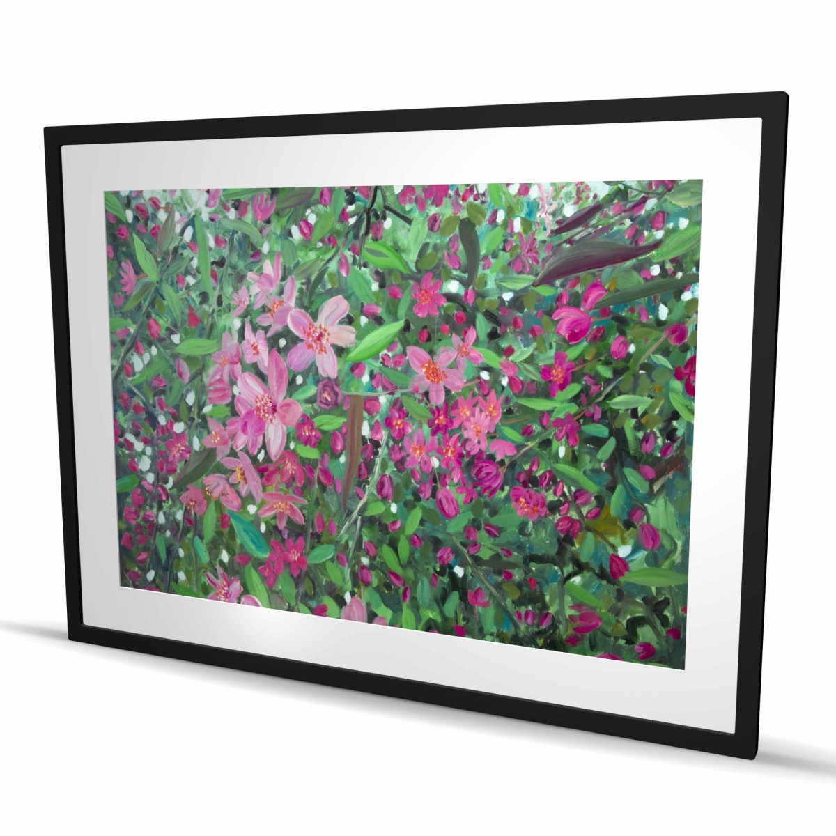 C1FM36483L0WBE 36 x 48 in. Cherry Tree Blooming - Framed Matted Print Wall Art for Bedroom Decor