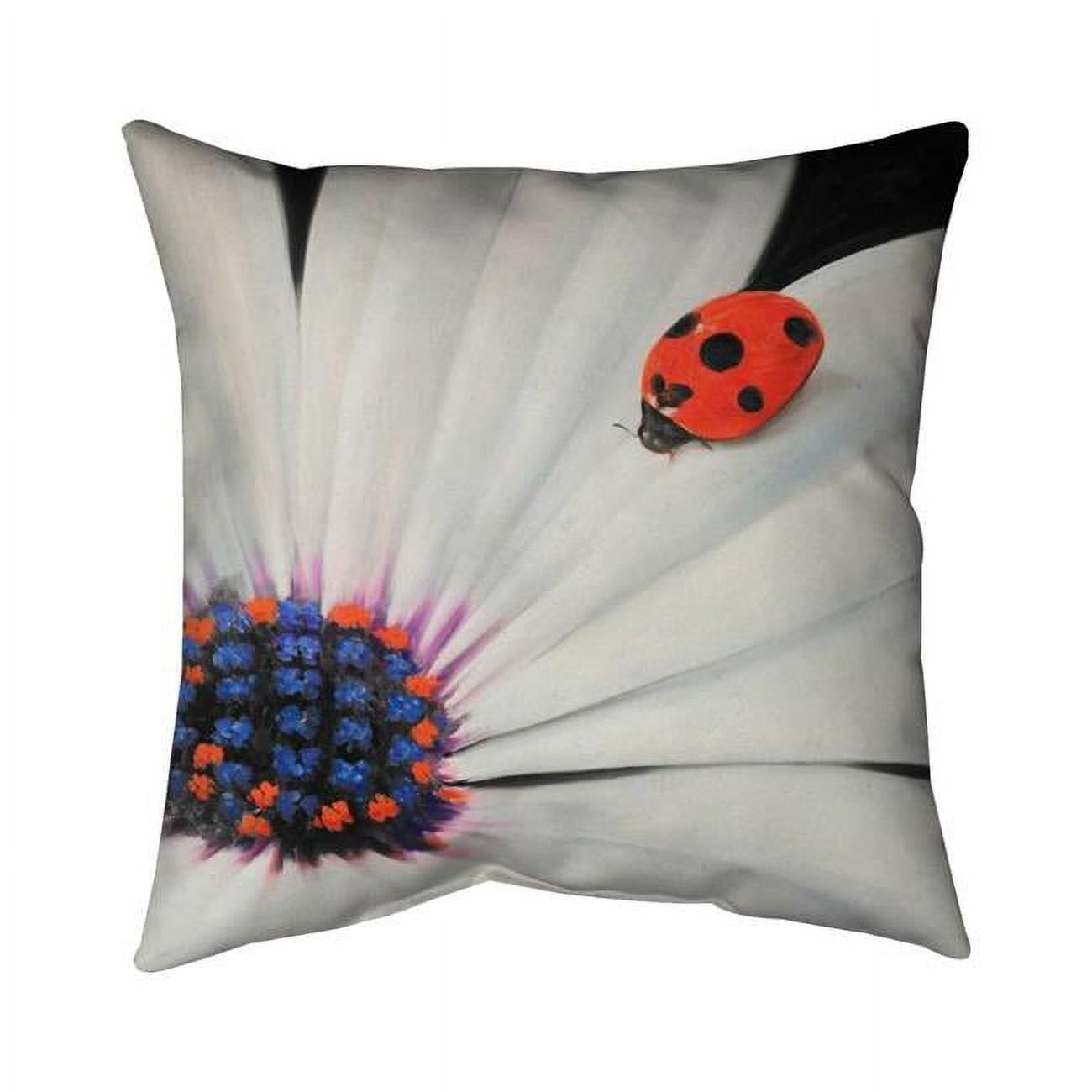 18 x 18 in. White Daisy & Ladybug-Double Sided Print Indoor Pillow