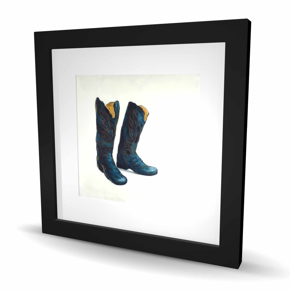 C1FM1616MDNR7T 16 x 16 in. Leather Cowboy Boots Still Life Print Wall Art - Home Decor Art