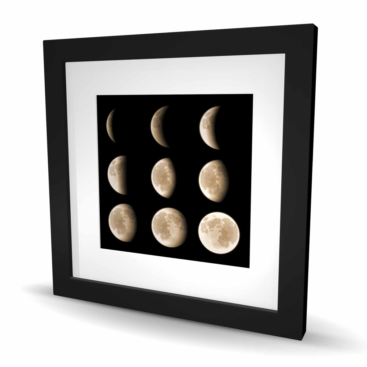 C1FM1616KUBC7M 16 x 16 in. Eclipse In Nine Phases - Modern Astronomy Print Wall Art - Home Decor