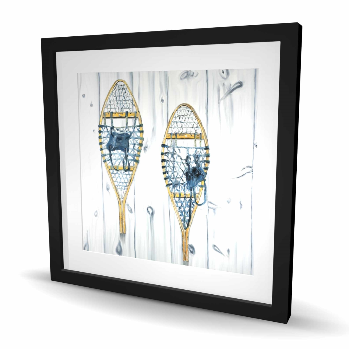 C1FM2424QO3EPW 24 x 24 in. Vintage Wood Snowshoes Print Wall Art - Beige Home Decor Art