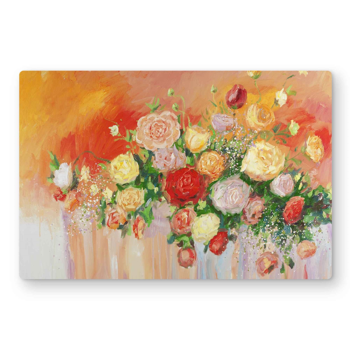 C1MP1218HS0S6W 12 x 18 in. Bouquet of Multicolor Abstract Flowers Wall Art - Metal Print Decor