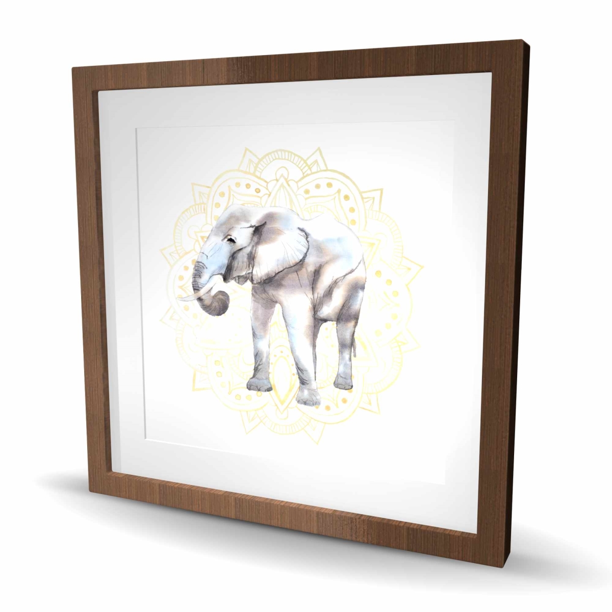 C1FM2424RCTYF8 24 x 24 in. Elephant On Mandalas Pattern - Framed Print Wall Art for Home Decor