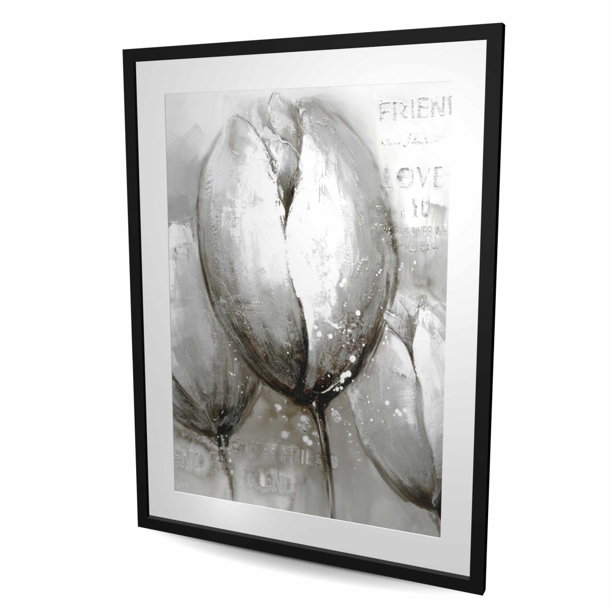 C1FM3648QEBJ8Y 36 x 48 in. Three White Tulips - Framed Matted Print Wall Art - Botanical Decor