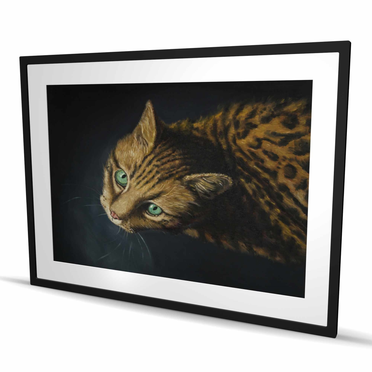 C1FM36482Y5DYM 36 x 48 in. Bengal Cat Hyperrealist Framed Matted Print Wall Art - Home Decor
