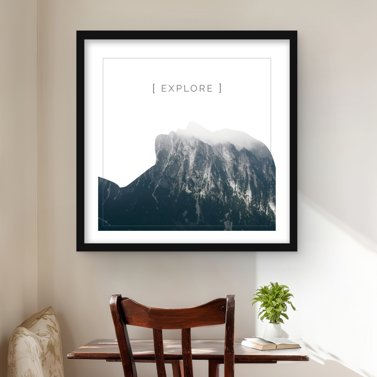 C1FM24243JFELB 24 x 24 in. Explore - Scandinavian Framed Matted Print Wall Art for Home Decor