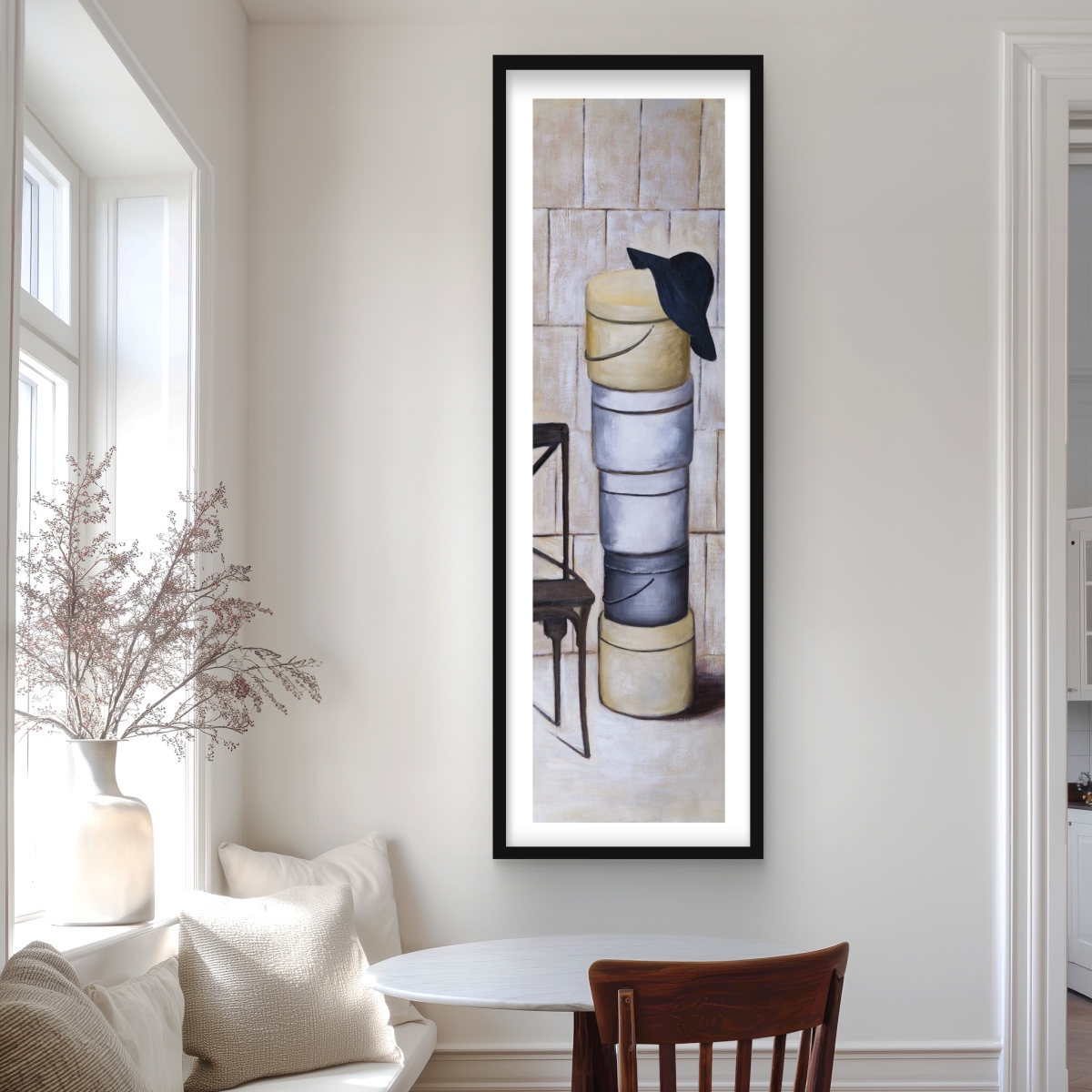 C1FM206064BBJI 20 x 60 in. Hat Boxes - Beige Framed Matted Print Wall Art - Home Decor Art