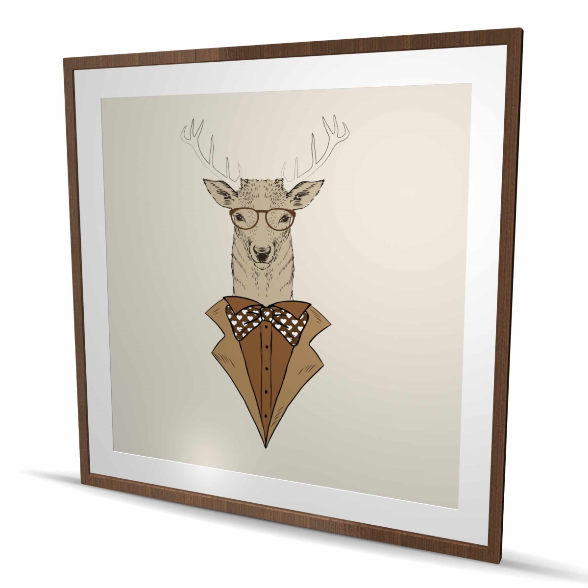 C1FM4848KK0SN4 48 x 48 in. Deer with Brown Coat - Wildlife Beige Framed Print Wall Art for Decor