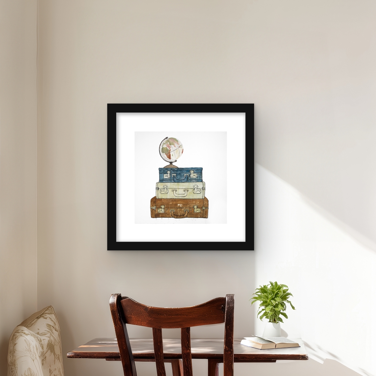 C1FM1616Y20K8O 16 x 16 in. Go Around the World - Still Life Framed Print Wall Art for Home Decor