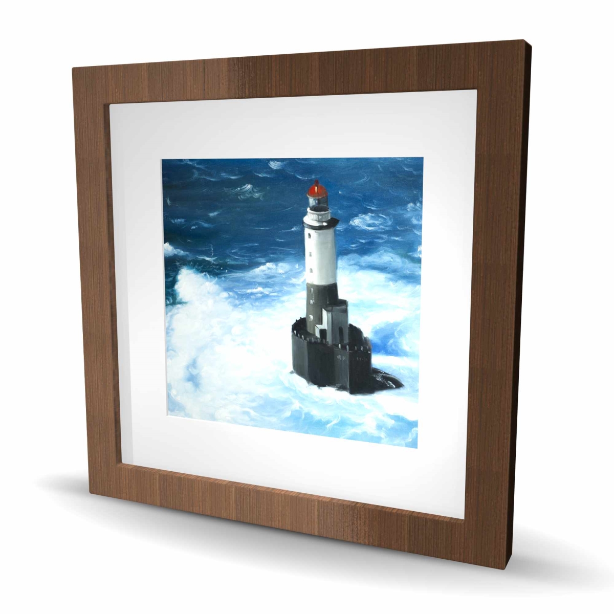 C1FM1616Q8CEUA 16 x 16 in. Unleashed Waves On A Lighthouse Wall Art - Sea Architecture Print