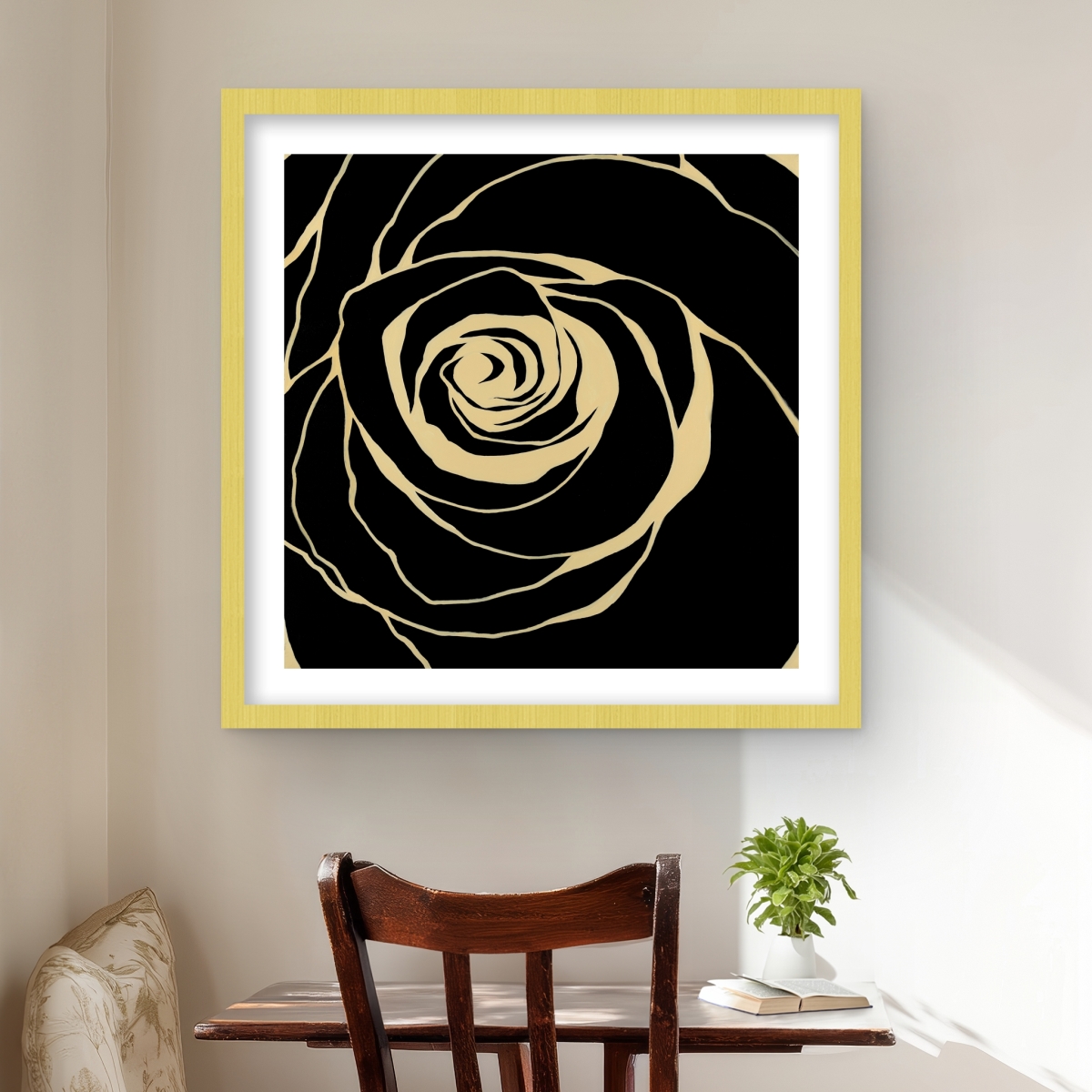C1FM2424PGYGX8 24 x 24 in. Black Rose Floral Bedroom Print Wall Art - Framed Matte Home Decor