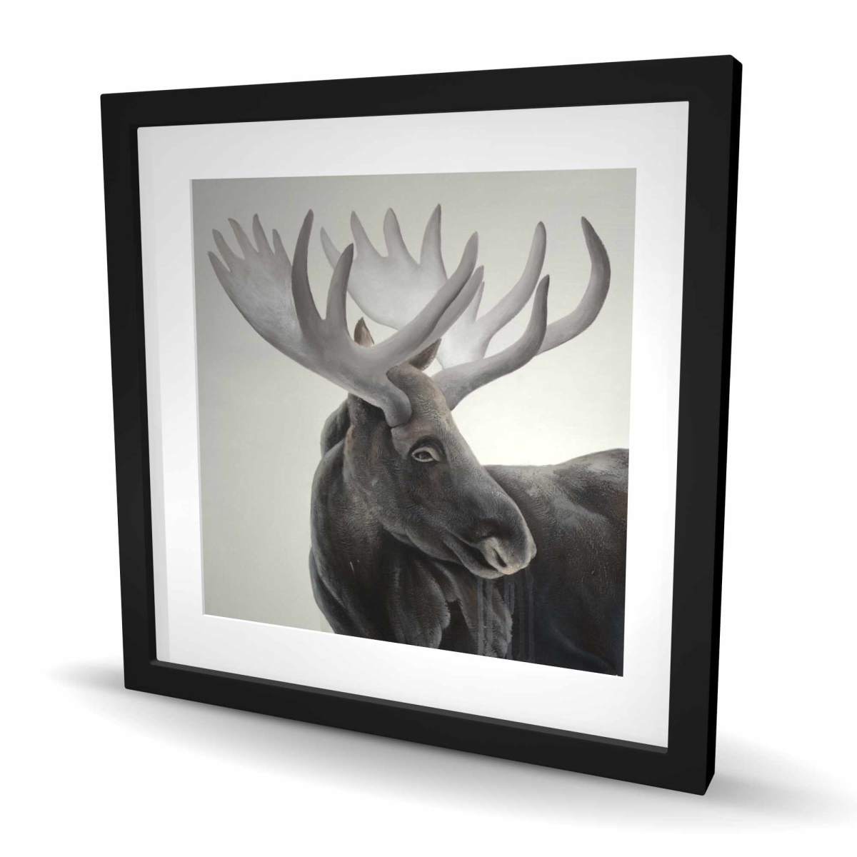 C1FM2424H7RY68 24 x 24 in. Grayscale Moose Profile - Brown Animals Framed Matted Print Wall Art