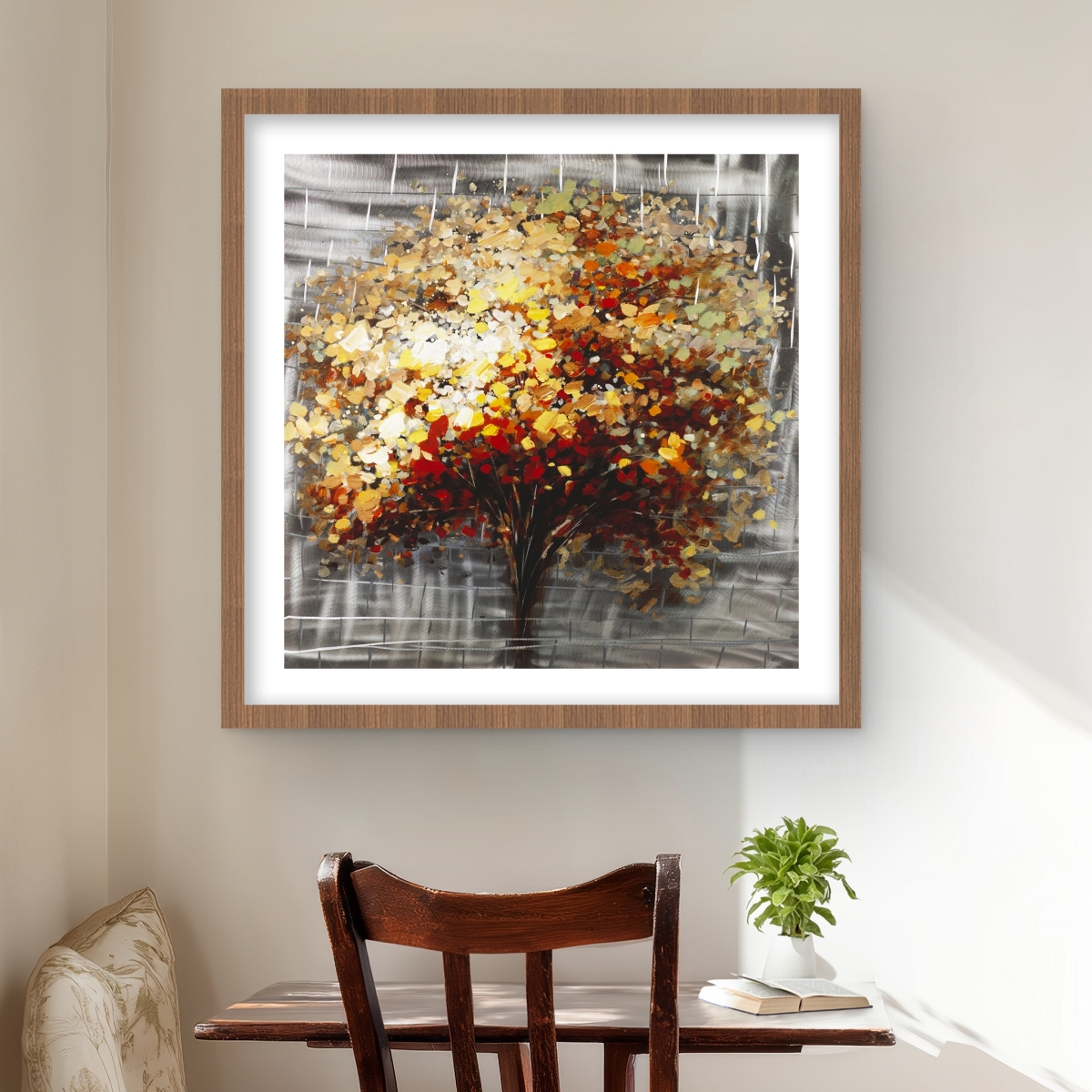C1FM2424JOPC3M 24 x 24 in. Abstract Tree by Fall - Framed Matted Print Wall Art for Home Decor