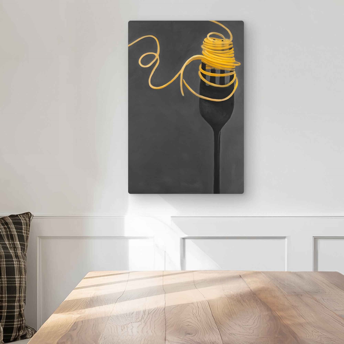 C1MP1218E2VBU2 12 x 18 in. Spaghetti Pasta Around A Fork Wall Art - Kitchen Still Life Metal Print