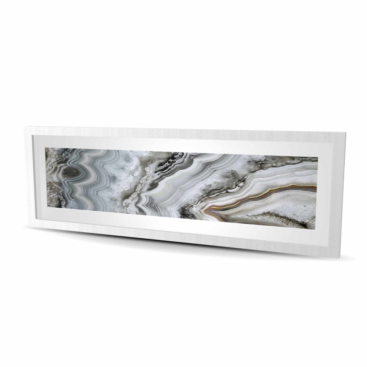 C1FM1648LITSO1 16 x 48 in. Abstract Geode - Beige Framed Matted Print Wall Art for Home Decor