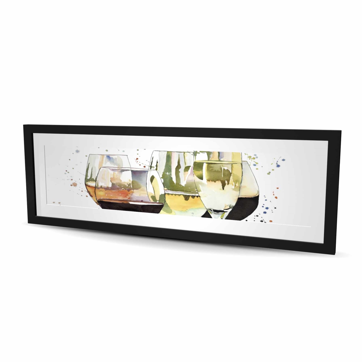 C1FM1648MSQUBW Beautiful Wine Glasses - Framed Matted Print Wall Art for Home Decor - 16 x 48 in.