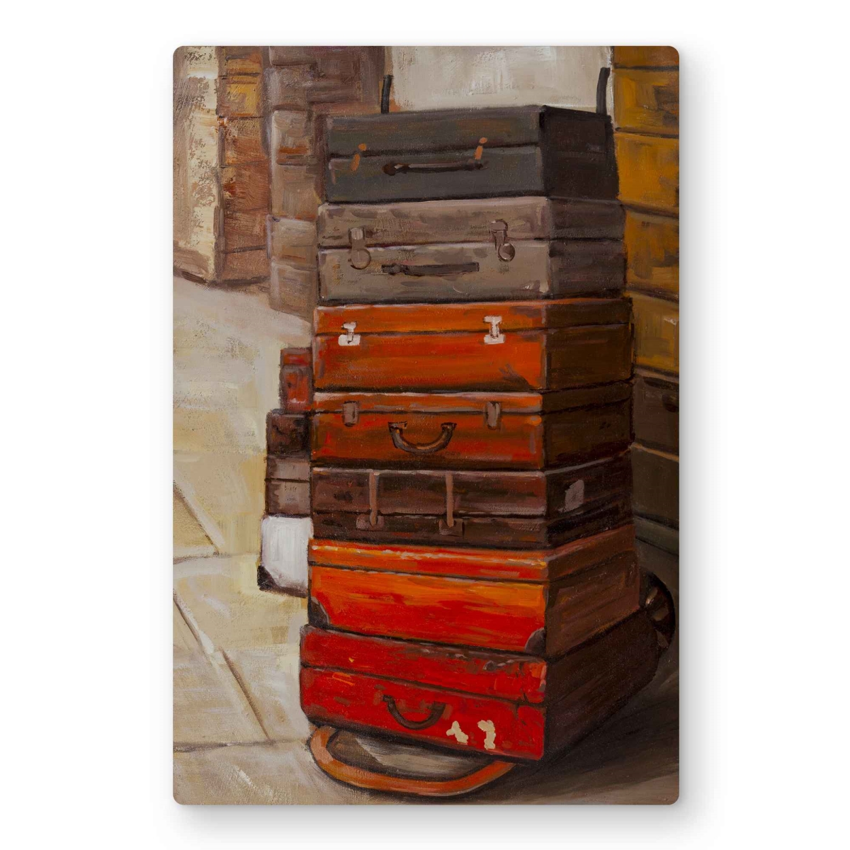C1MP1218EKK4IS 12 x 18 in. Old Traveling Suitcases Wall Art - Livingroom Still Life Metal Print