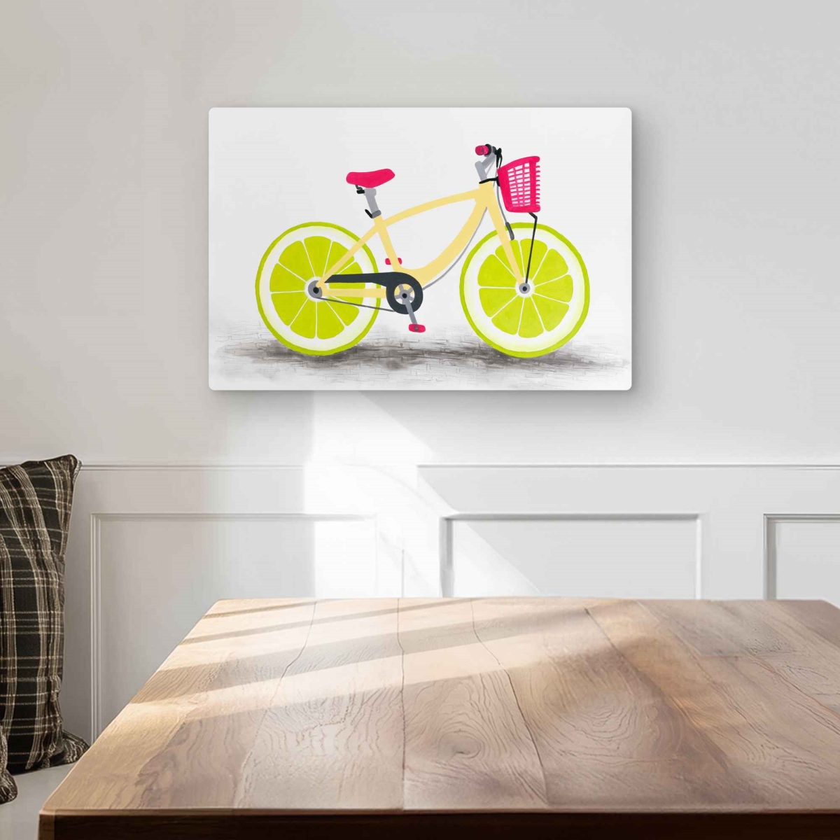 C1MP1218FD8JNF 12 x 18 in. Lime Wheel Bike Metal Print Wall Art - Unique Transportation Decor