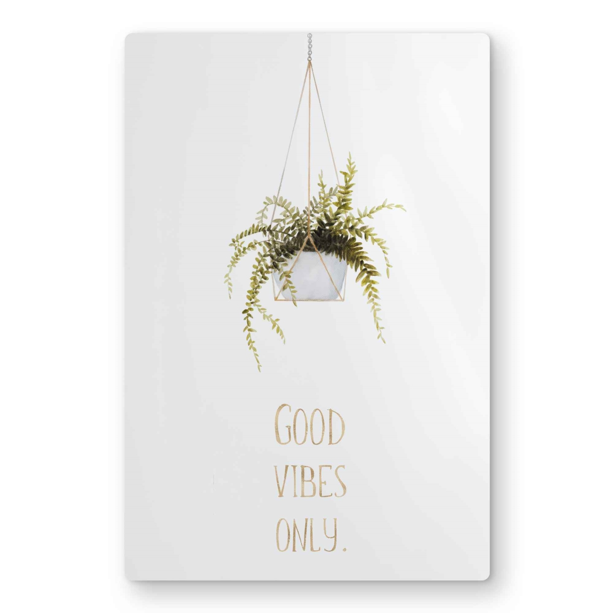 C1MP1218GJZAOC 12 x 18 in. Good Vibes Only - Leaves Gold Metal Print Wall Art for Home Decor