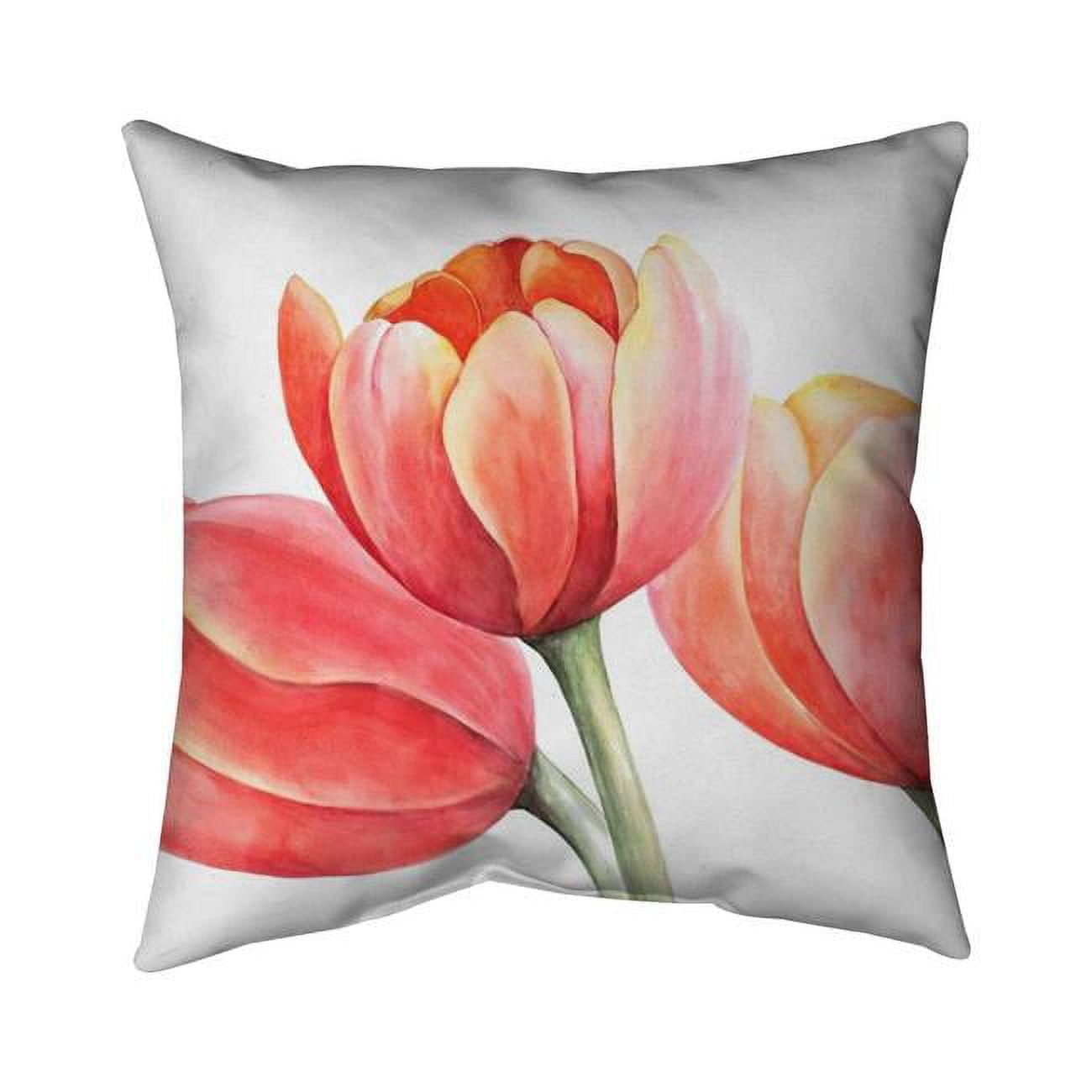 18 x 18 in. Three Tulips Closeup-Double Sided Print Indoor Pillow