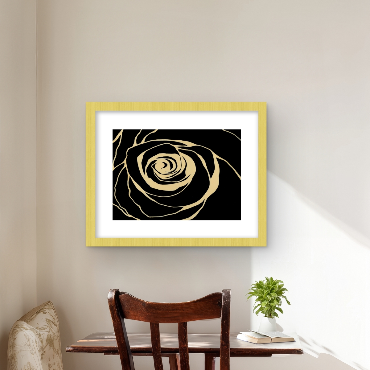 C1FM1620BW8P9T 16 x 20 in. Black Rose Wall Art - Illustrative Floral Matted Print for Home Decor
