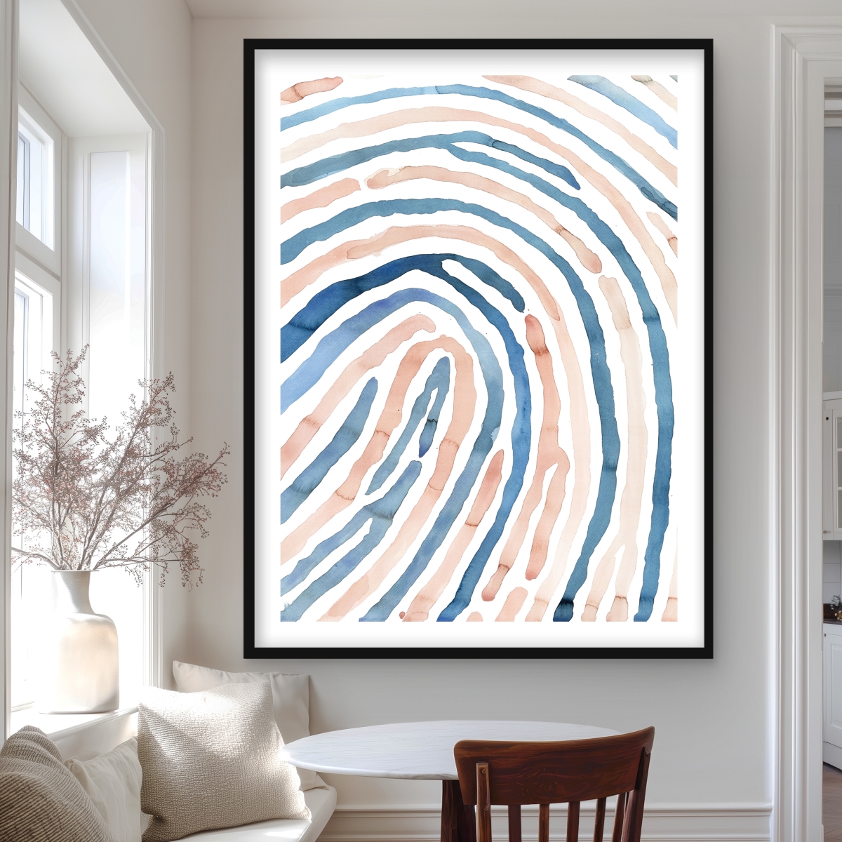 C1FM3648MQX62N 36 x 48 in. Fingerprint - Framed Matted Print Wall Art - Unique Home Decor Art