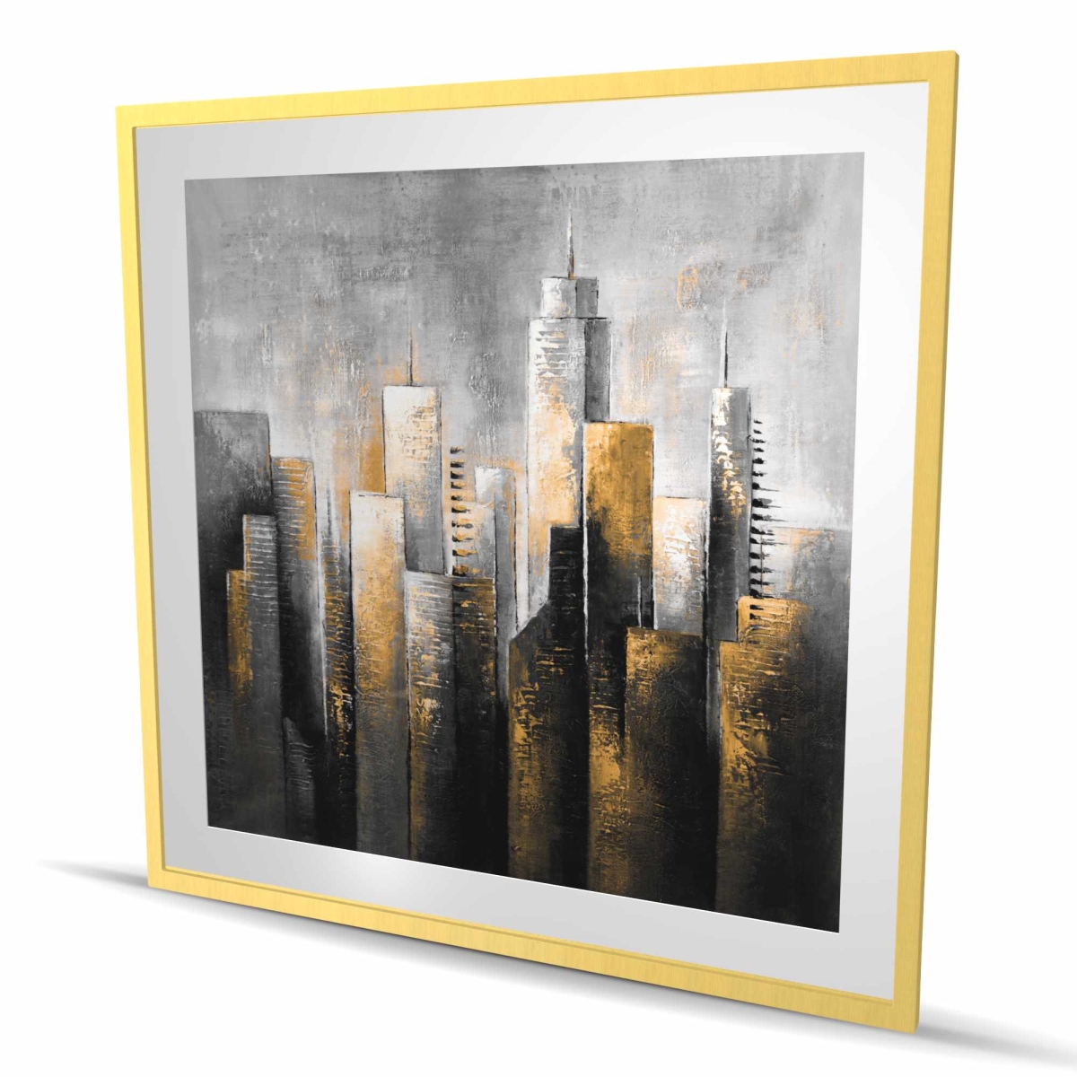 C1FM4848AE1ZTN 48 x 48 in. Abstract Skyline - Framed Matted Print Wall Art for Living Room Decor