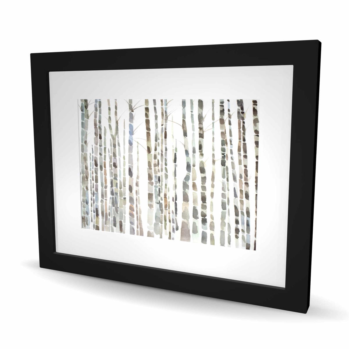 C1FM1620EMU77B 16 x 20 in. Birch Trees Forest Print Wall Art - White Framed Matted Home Decor