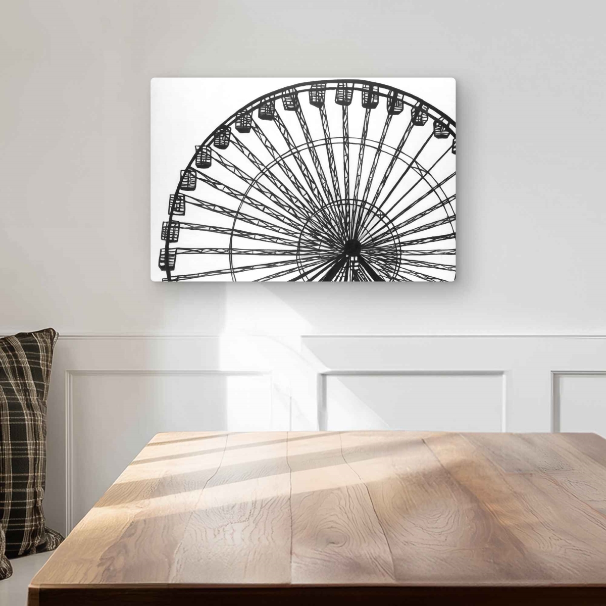 C1MP1218CY3DO7 12 x 18 in. Monochrome Ferris Wheel - Metal Print Wall Art for Home Decor - Art