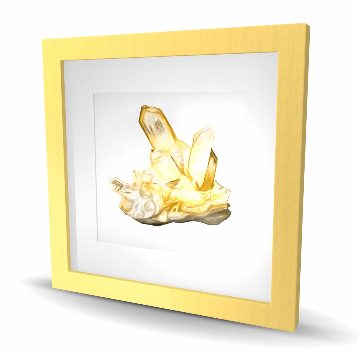 C1FM1616WP2OK4 16 x 16 in. Citrine Stone - Modern Framed Matted Print Wall Art for Home Decor
