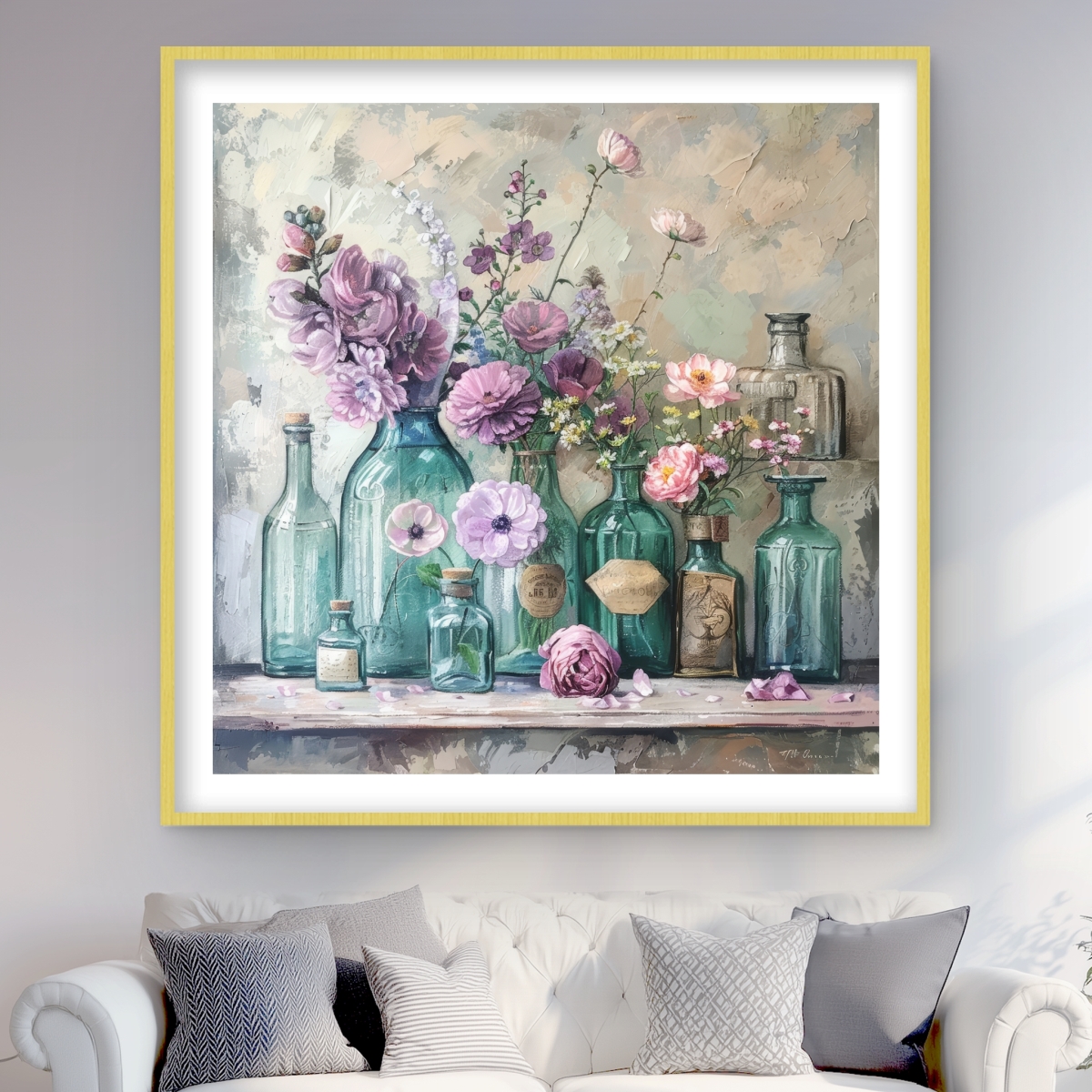 C1FM48485Z7C2D 48 x 48 in. Still Life - Gray Framed Matted Print Wall Art for Home Decor