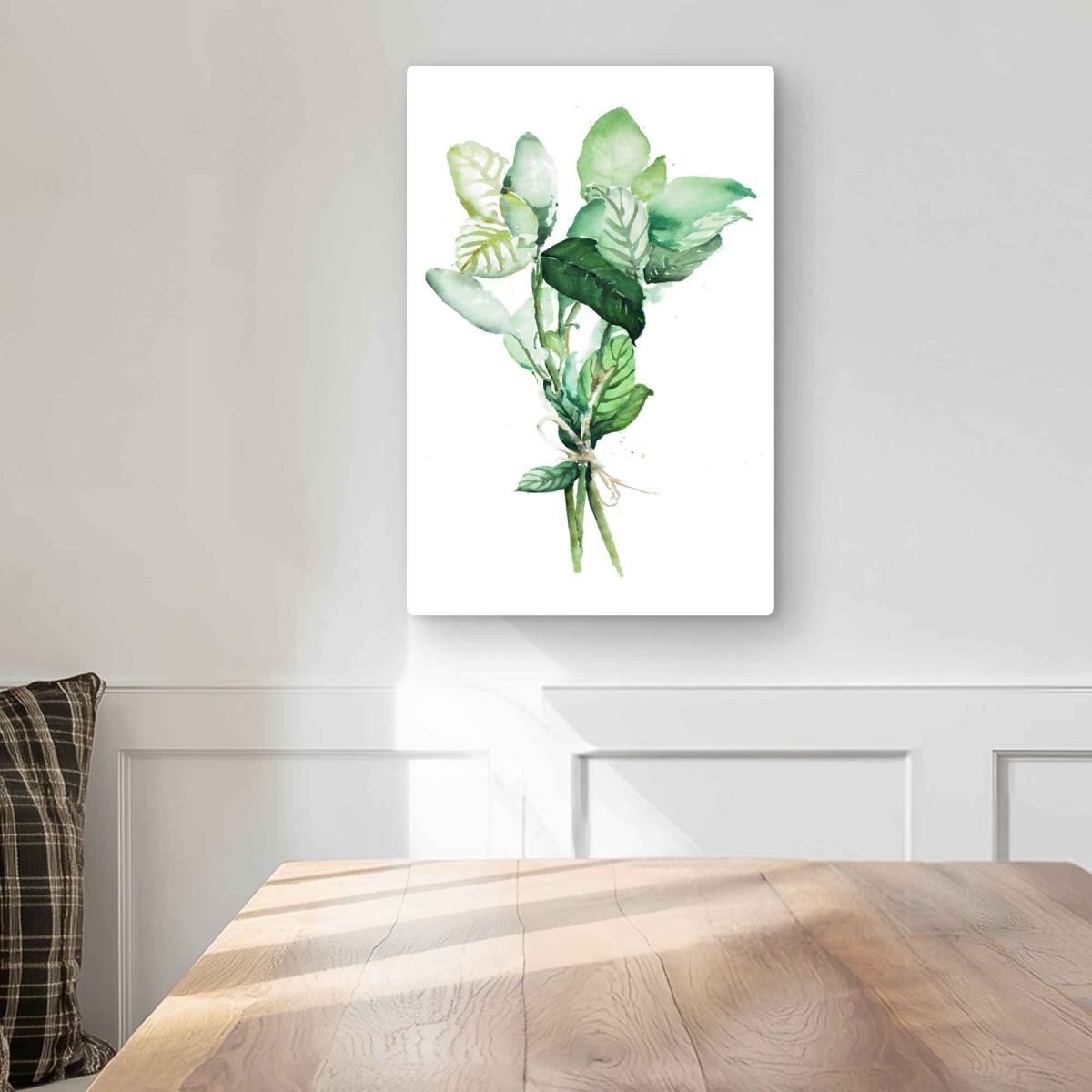 C1MP121812KD7S 12 x 18 in. Tied Up Basil Leaves Bundle Wall Art - White Kitchen Metal Print
