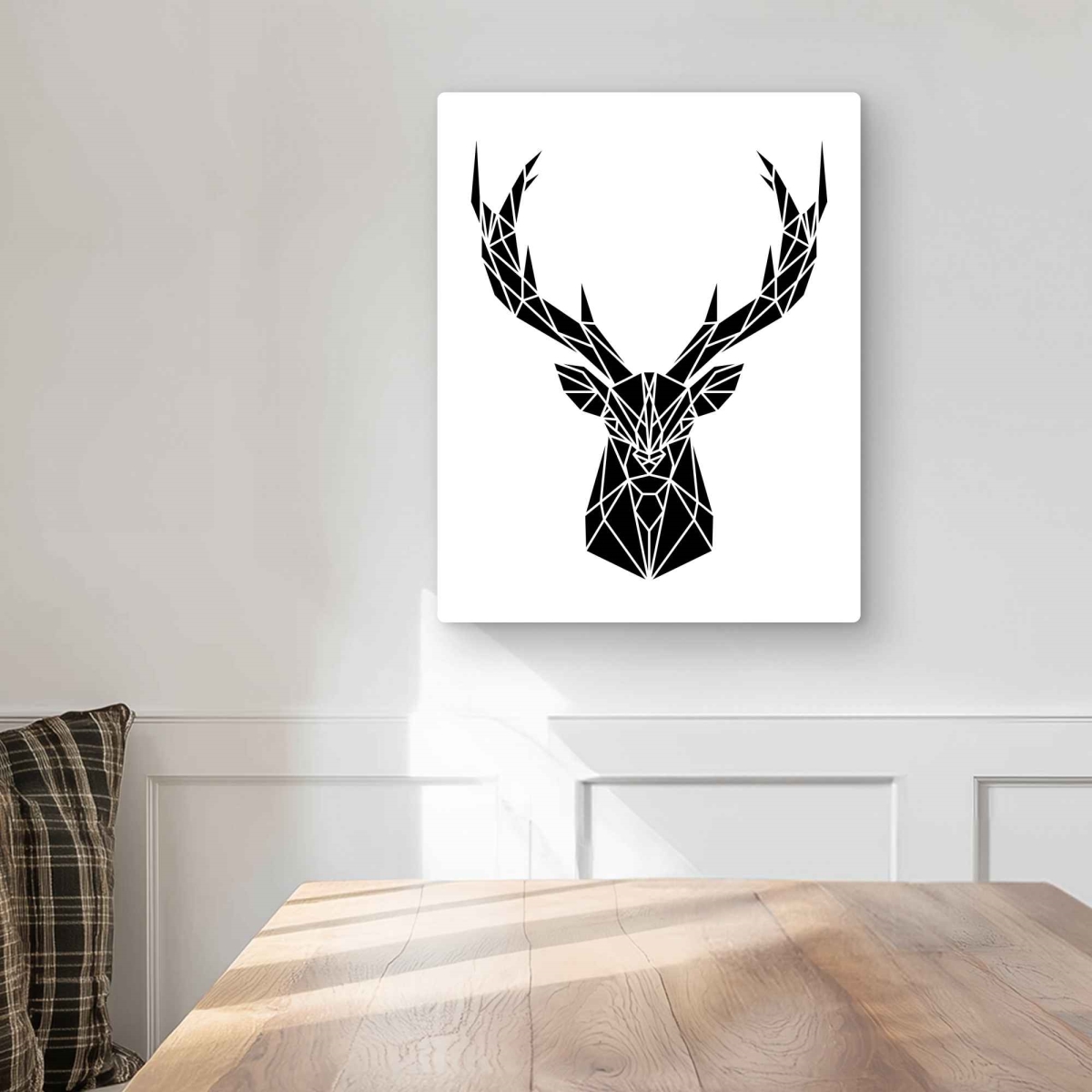 C1MP1620A0XHNH 16 x 20 in. Geometric Deer Head Wall Art - Black & White Metal Print