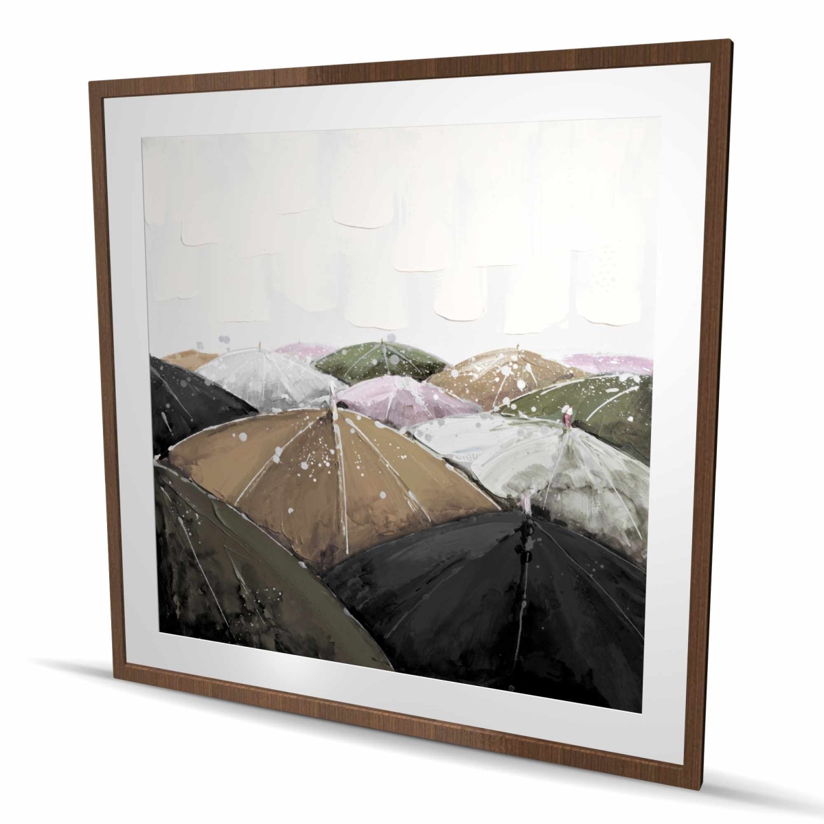 C1FM48480F77OR 48 x 48 in. Spring Showers - Contemporary Framed Matted Print Wall Art for Decor