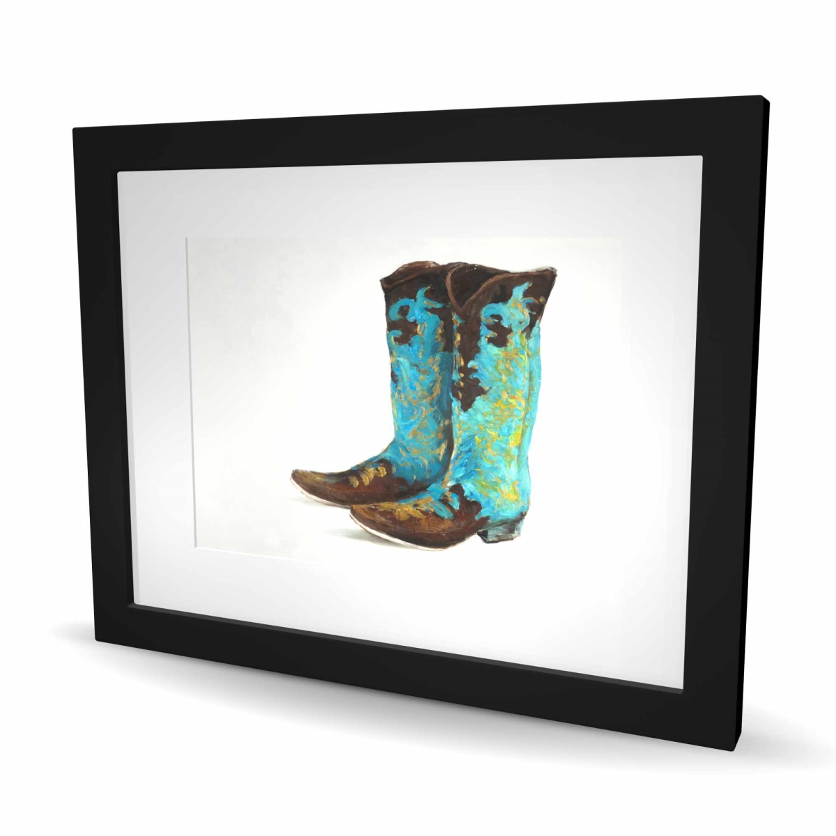 C1FM16203A758E 16 x 20 in. Blue Cowboy Boots - Shoes Still Life Print Wall Art - Home Decor Art