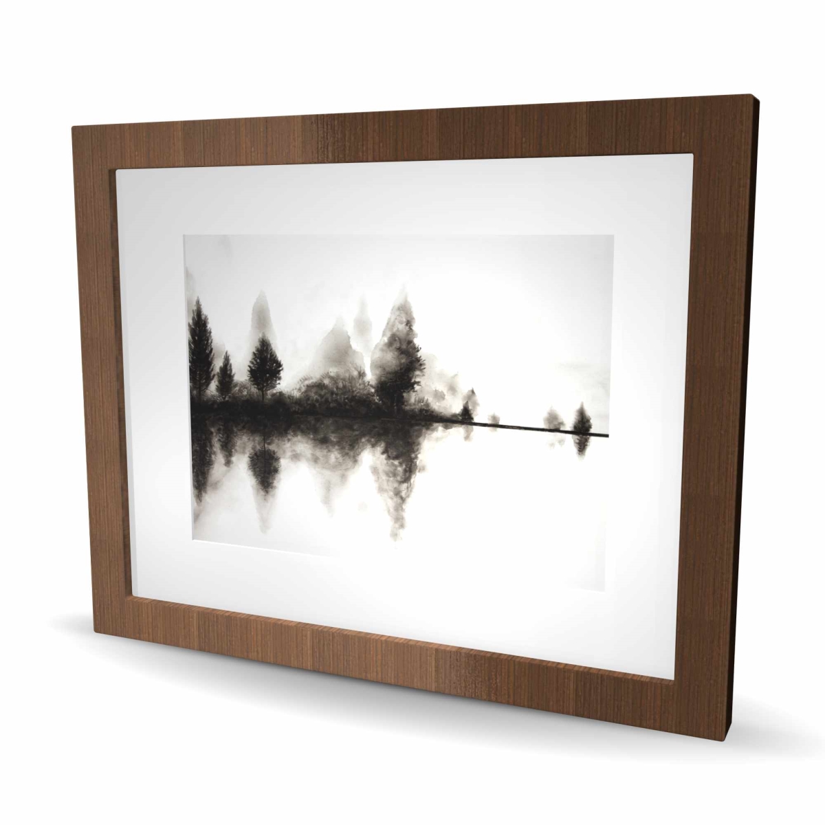 C1FM1620HDS426 16 x 20 in. Reflection - Trees White Framed Matted Print Wall Art - Home Decor