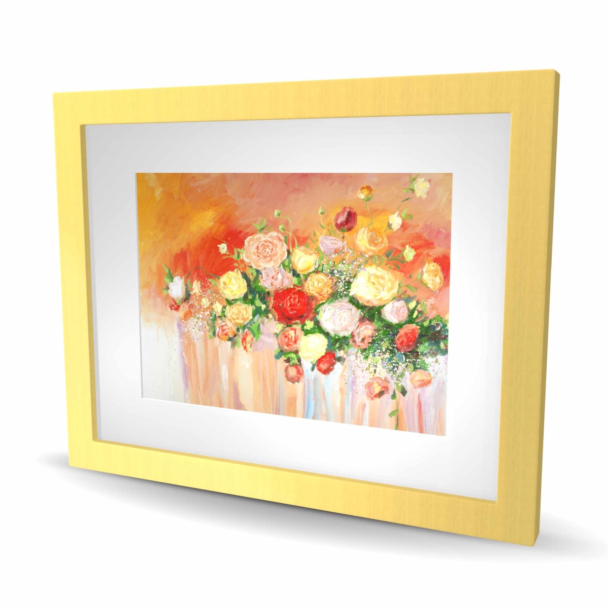 C1FM1620K332JP 16 x 20 in. Bouquet of Multicolor Abstract Flowers Wall Art - Framed Floral Print