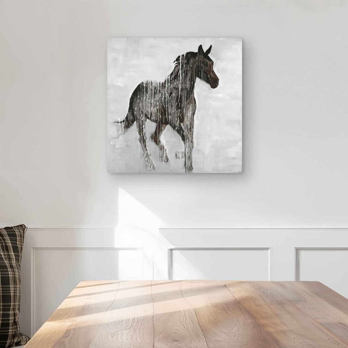 C1MP16160LH5KE 16 x 16 in. Abstract Brown Horse Metal Print Wall Art - Unique Home Decor