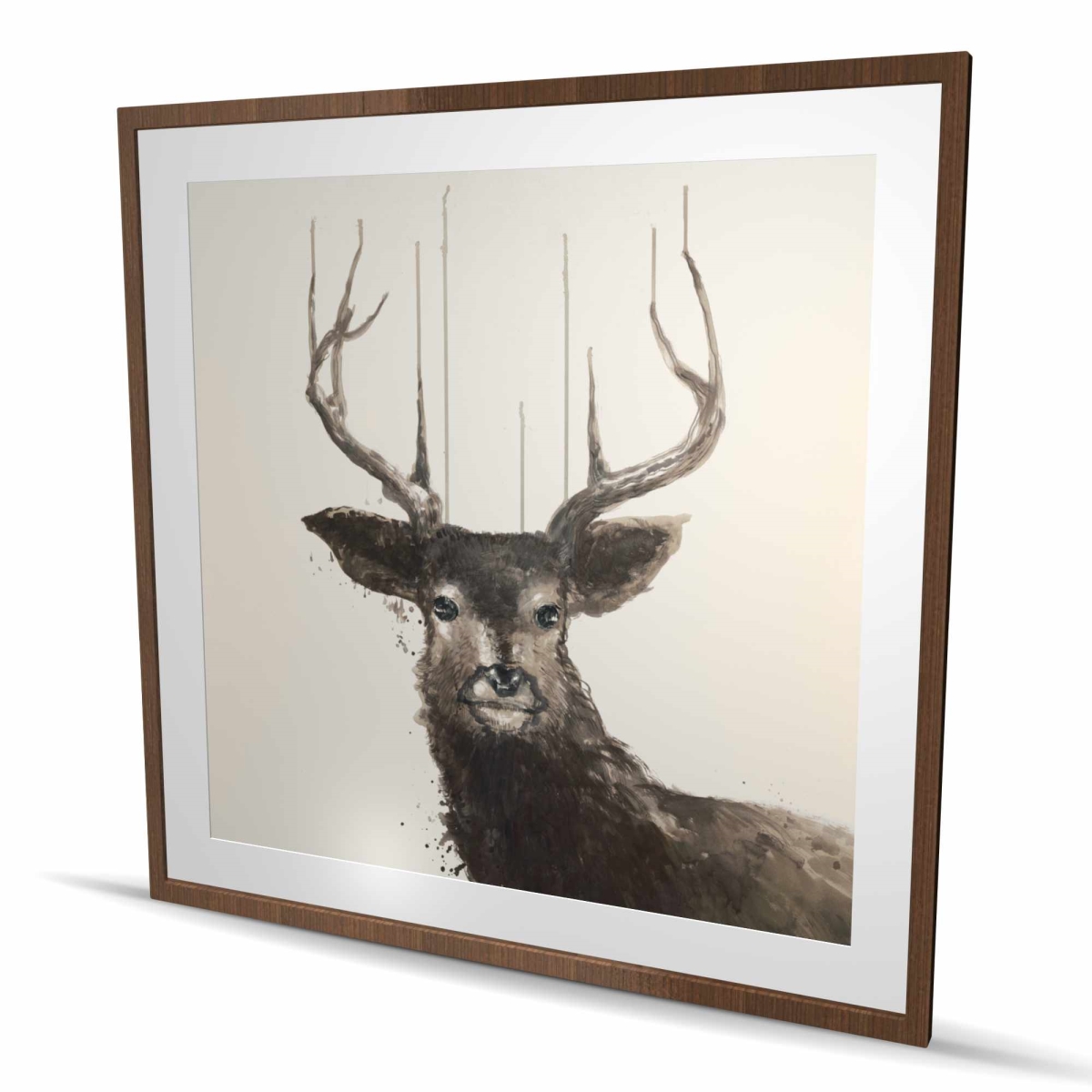 C1FM4848AYUL7X 48 x 48 in. Abstract Deer - Rustic Framed Matted Print Wall Art for Bedroom Decor