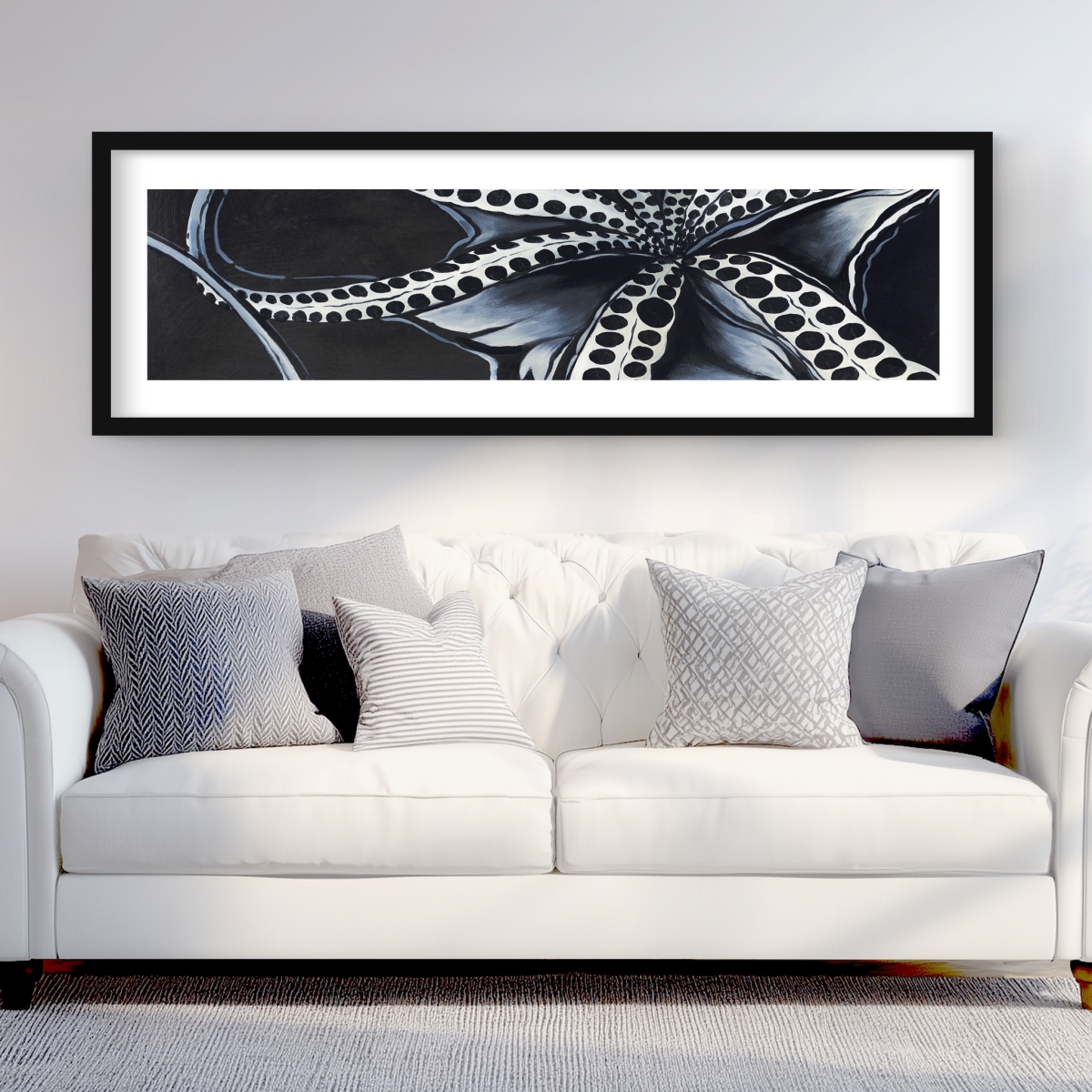 C1FM2060ATF8VO 20 x 60 in. Octopus Tentacle - Framed Matted Print Wall Art for Bathroom Decor