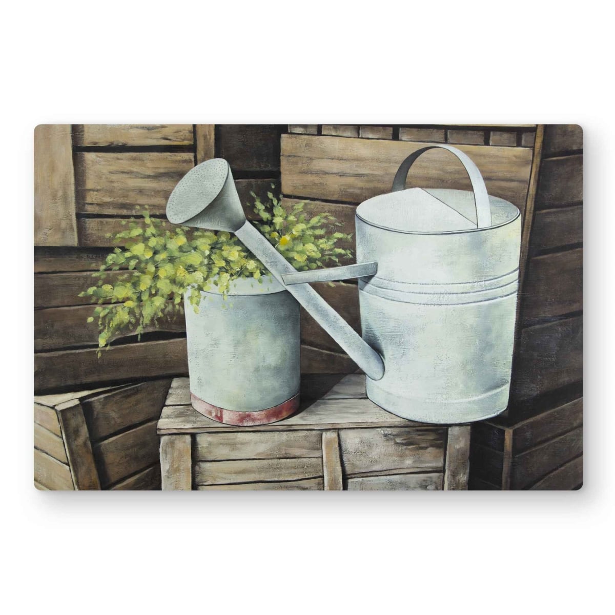 C1MP12187OVU7M 12 x 18 in. Vintage Watering Can Wall Art - Flowers Still Life Metal Print Decor