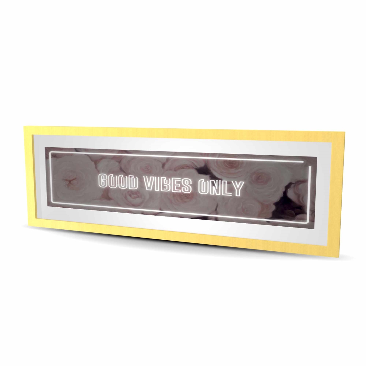 C1FM16482YHDRK 16 x 48 in. Good Vibes Only - Roses - Retro Office Framed Matted Print Wall Art