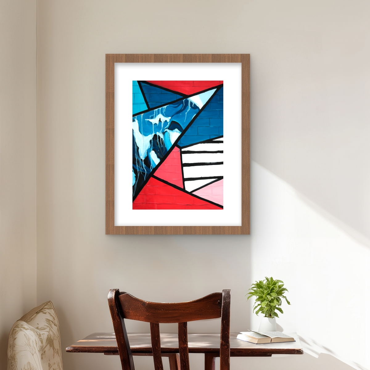 C1FM1620H5H8W1 16 x 20 in. Diagonal Unity - Retro Framed Matted Print Wall Art for Home Decor