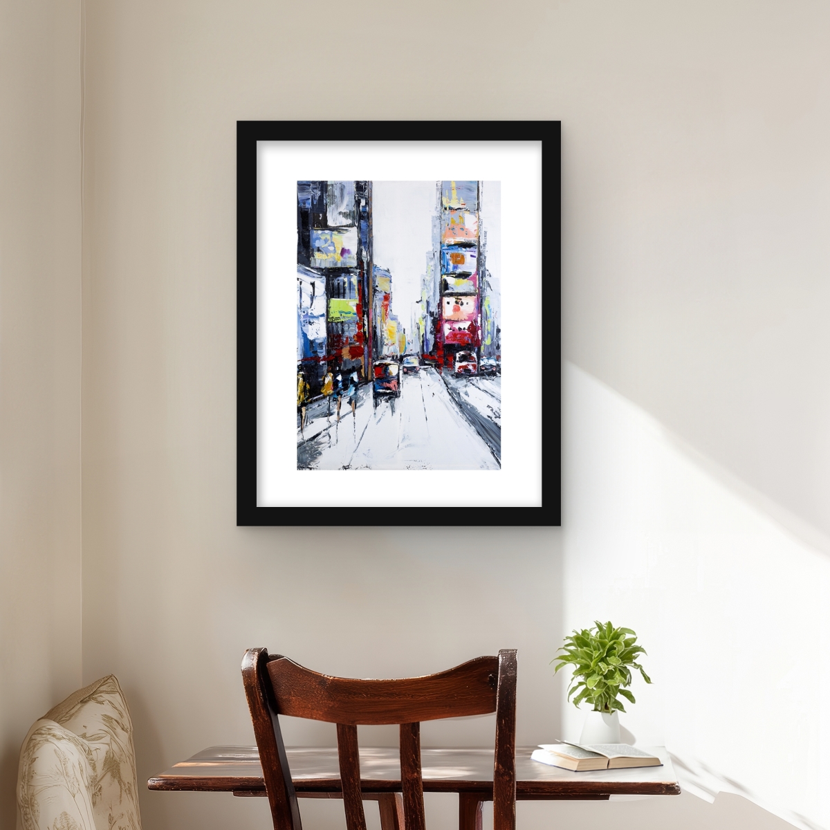 C1FM1620D4B8TU 16 x 20 in. Time Square Office Building Framed Matted Print Wall Art - Home Decor