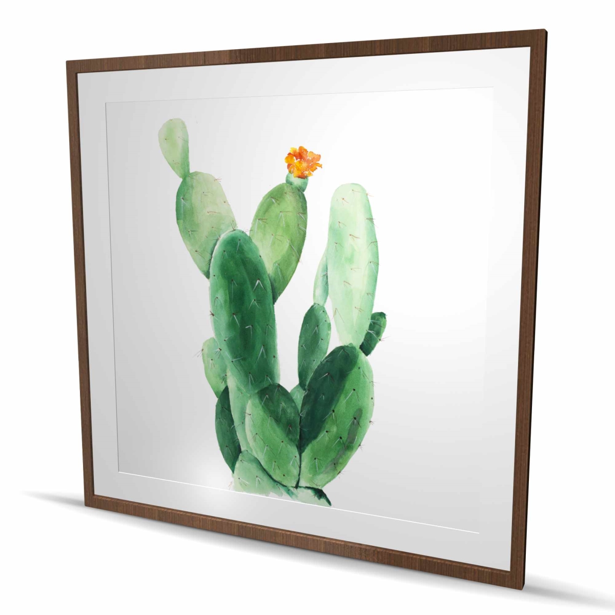 C1FM48484KGAZY 48 x 48 in. Watercolor Paddle Cactus with Flower Wall Art - Orange Floral Print
