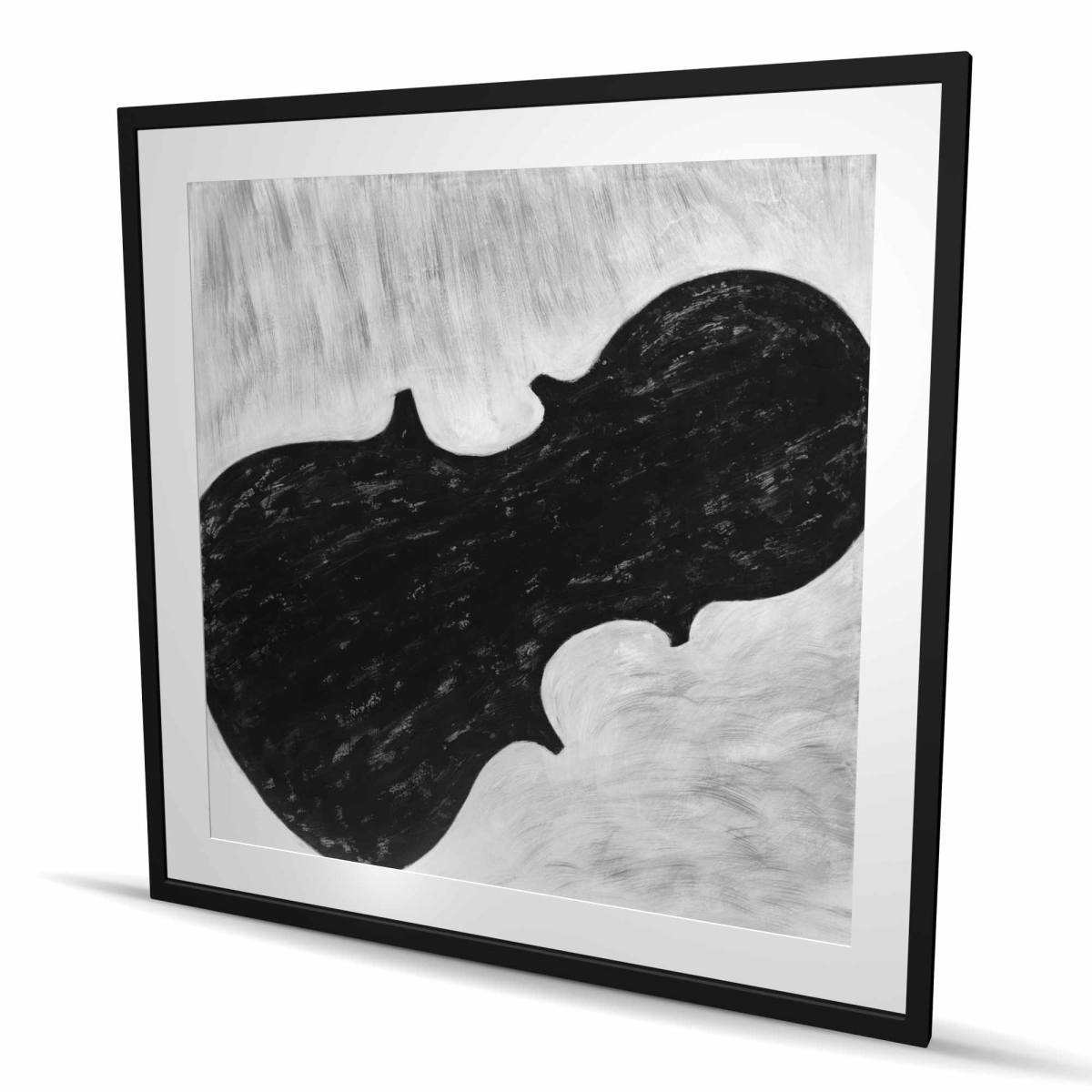 C1FM48486QNTCK 48 x 48 in. Violin Silhouette Wall Art - Musical White Framed Matted Print Decor