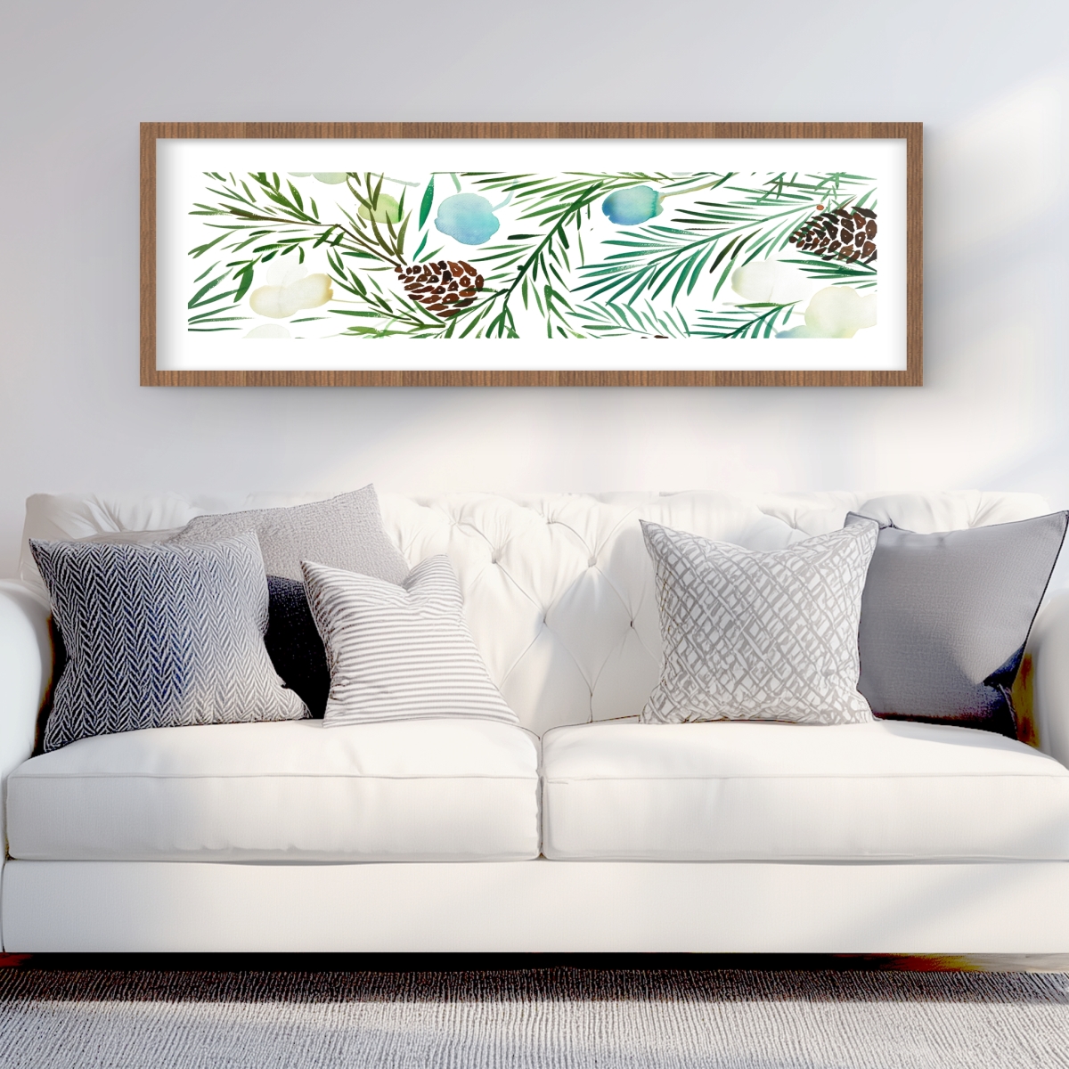 C1FM1648TM0H2E 16 x 48 in. Pine Cone Pattern - Framed Matted Print Wall Art for Livingroom Decor
